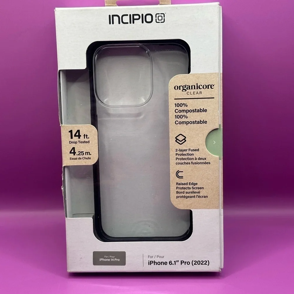 New Incipio Organicore Clear phone case w black trim for iPhone 14pro & promax